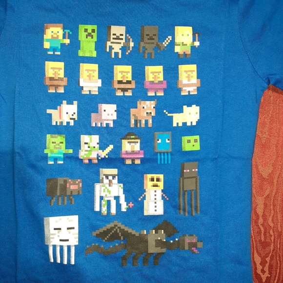 MINECRAFT SPRITES CHARACTERS SIZE 7-8 YEARS OLD BLUE SHORT SLEEVE T-SHIR… - Picture 4 of 9